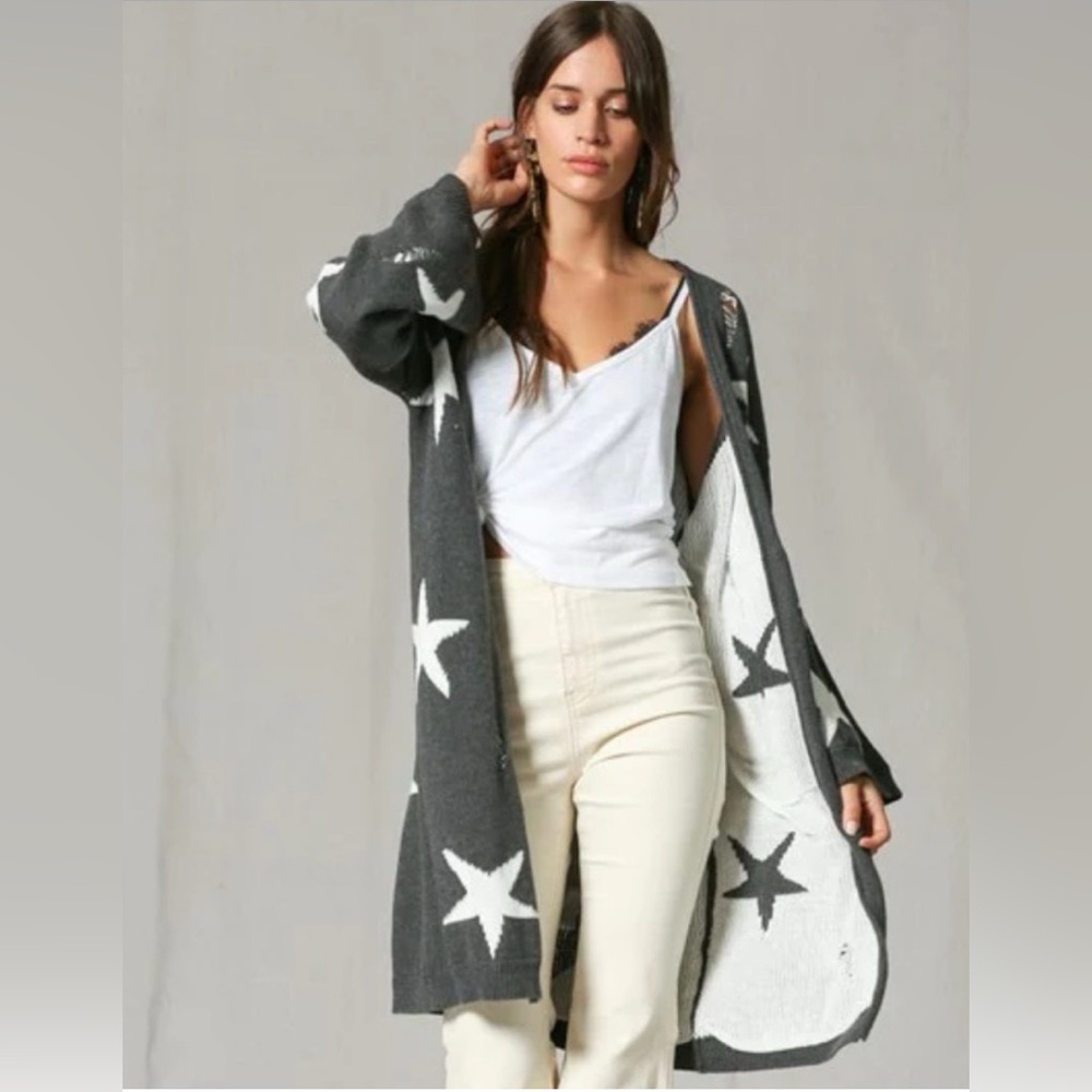 VICI Enterprises Star Pattern Gray Cardigan